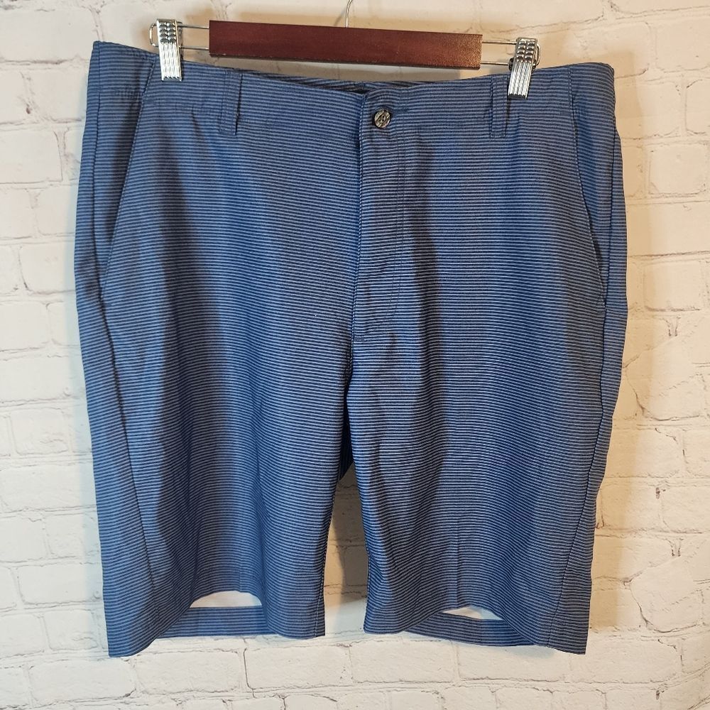 Men's Peeble Beach Blue Striped Golf Shorts, Size 36